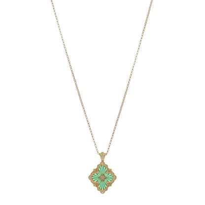 Buccellati 18K Yellow Gold Enamel Opera Tulle Pendant Necklace Green 1 of 5