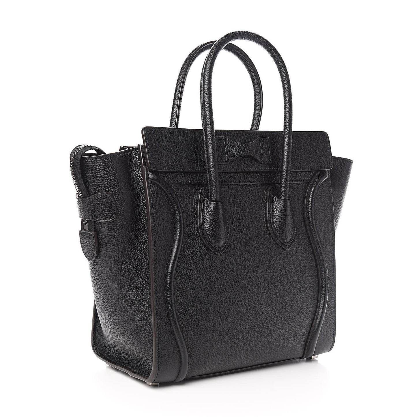 Drummed Calfskin Micro Luggage Black