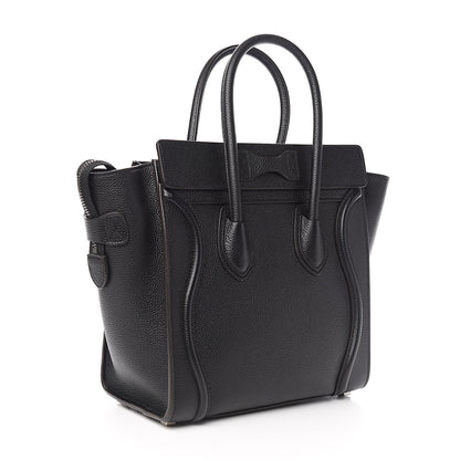 Celine Drummed Calfskin Micro Luggage Black 3 of 10