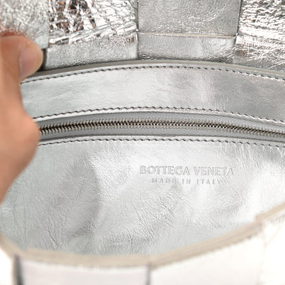 Bottega Veneta Metallic Lambskin Maxi Intrecciato Cassette Crossbody Bag Silver 5 of 8