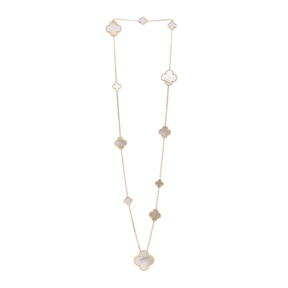 Van Cleef & Arpels 18K Yellow Gold Mother of Pearl 11 Motifs Magic Alhambra Necklace 3 of 5