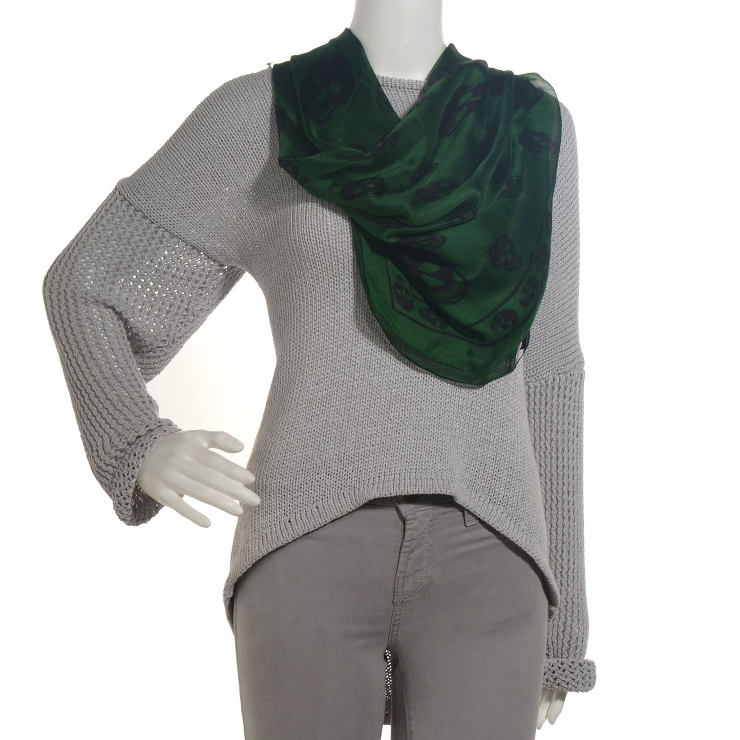 Silk Chiffon Skull Scarf Green