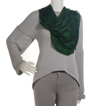 Alexander McQueen Silk Chiffon Skull Scarf Green 2 of 6