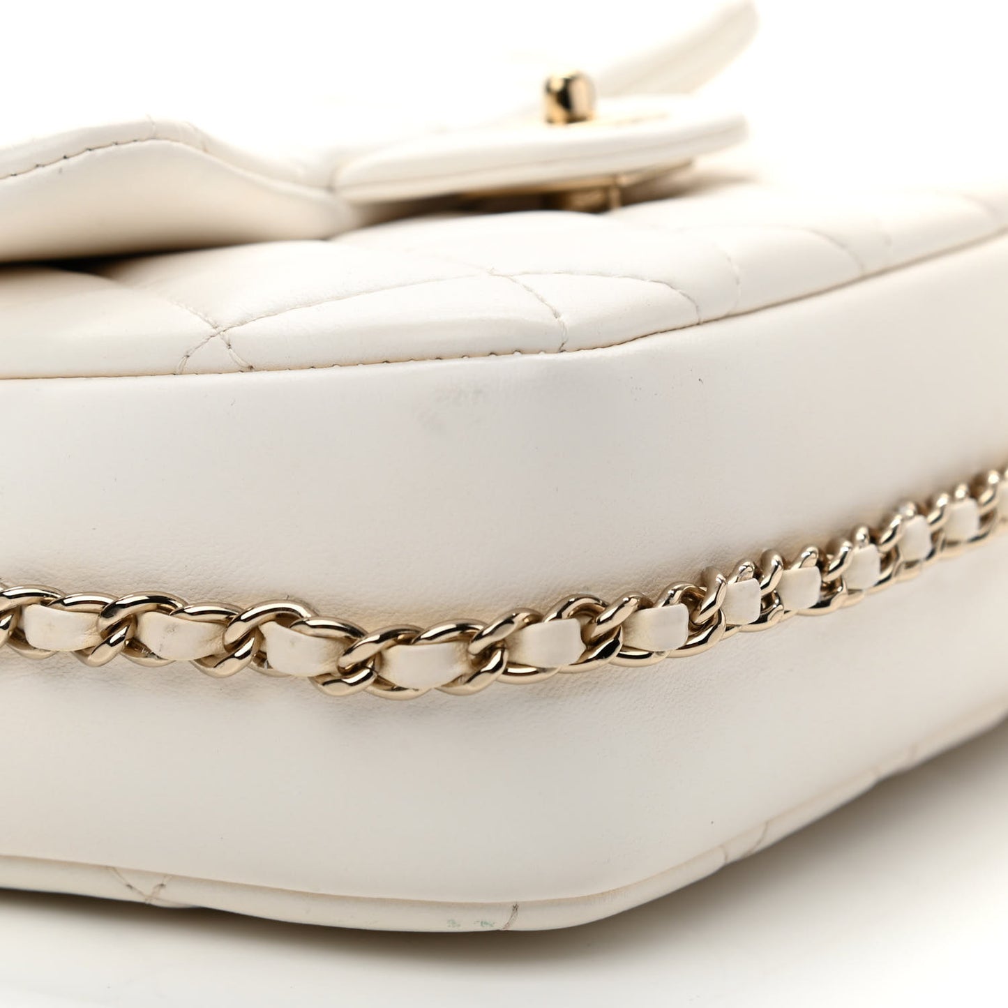 Lambskin Quilted Small My Precious Flap White