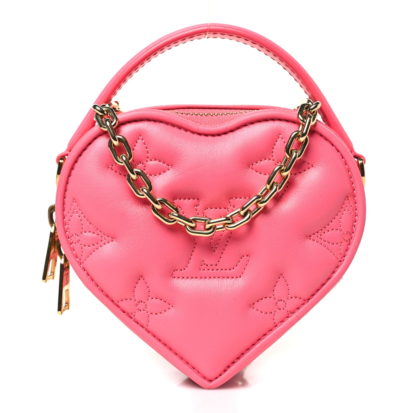 Calfskin Embroidered Monogram Pop My Heart Bag Pouch Dragon Fruit Pink