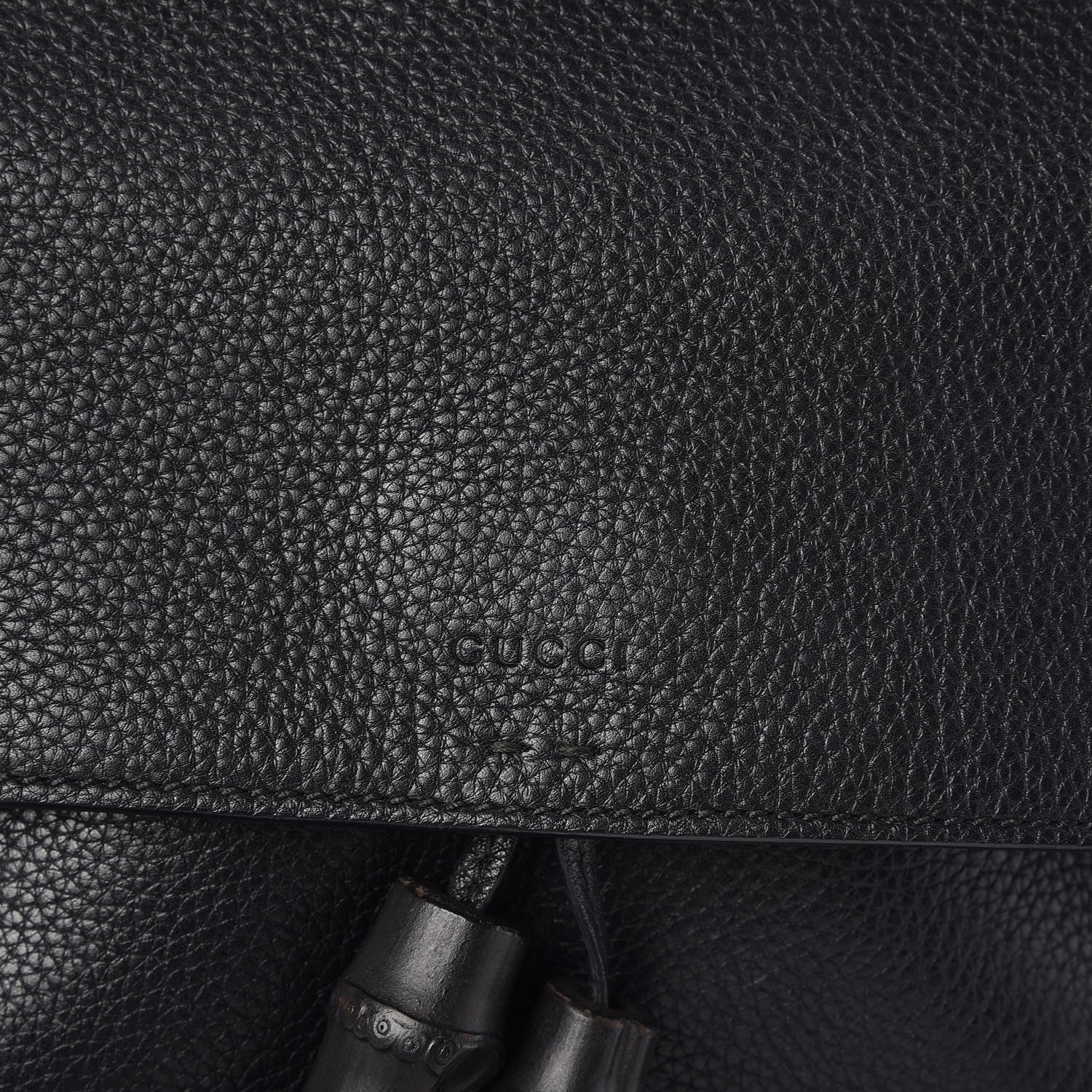 Gucci Pebbled Calfskin Medium Bamboo Daily Flap Shoulder Bag Black 11 of 11