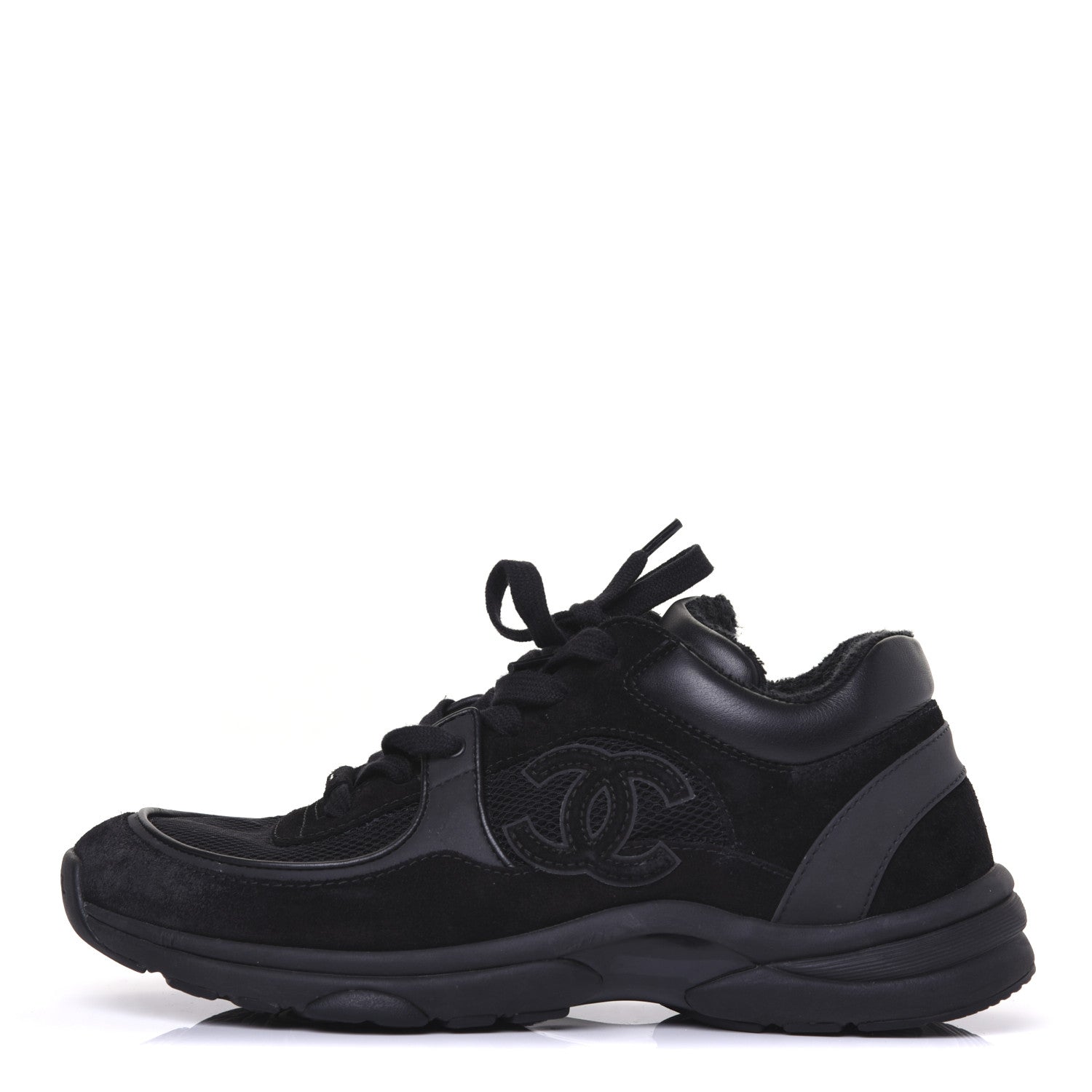 Chanel Toile Suede Calfskin CC Sneakers 39 Black 1 of 11