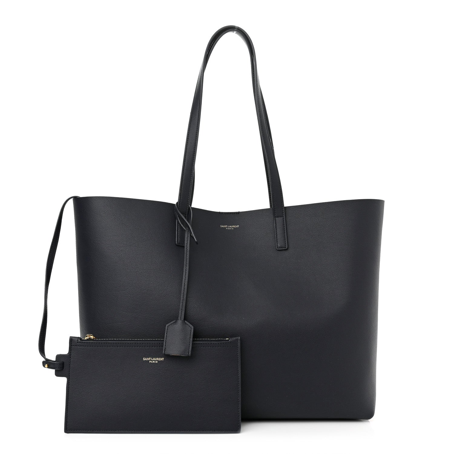 Saint Laurent Calfskin Large Shopping Tote Deep Marine 1 of 10