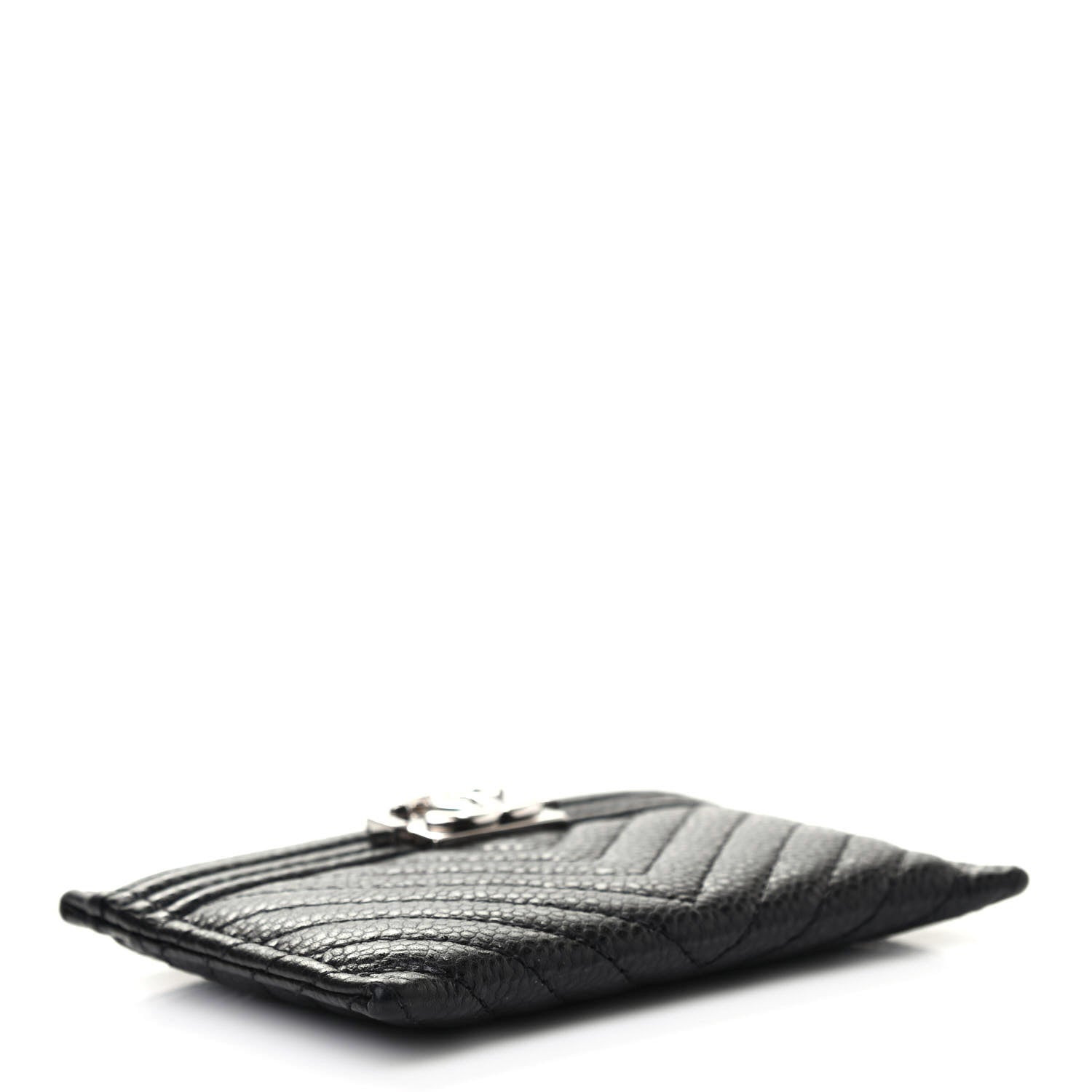 Chanel Caviar Chevron Quilted Boy Card Holder Black 6 of 7