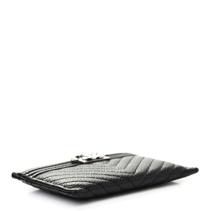 Chanel Caviar Chevron Quilted Boy Card Holder Black 6 of 7