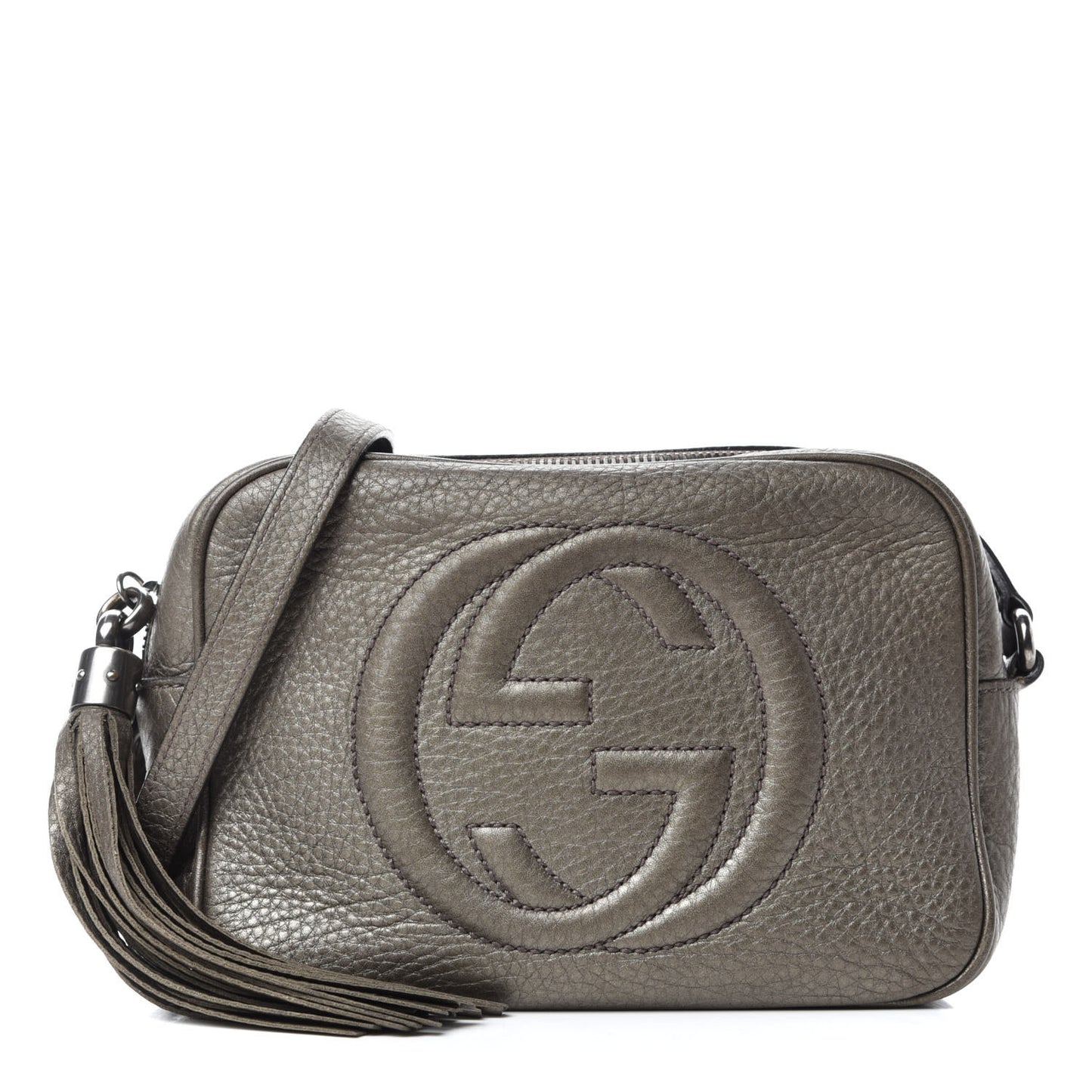 Metallic Pebbled Calfskin Small Soho Disco Bag Sasso