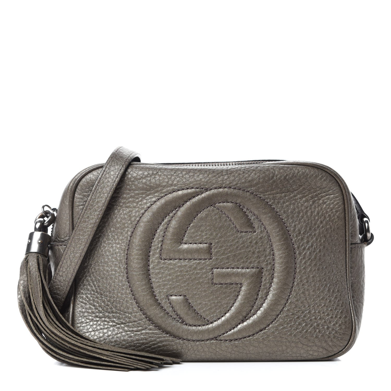 Gucci Metallic Pebbled Calfskin Small Soho Disco Bag Sasso 1 of 10