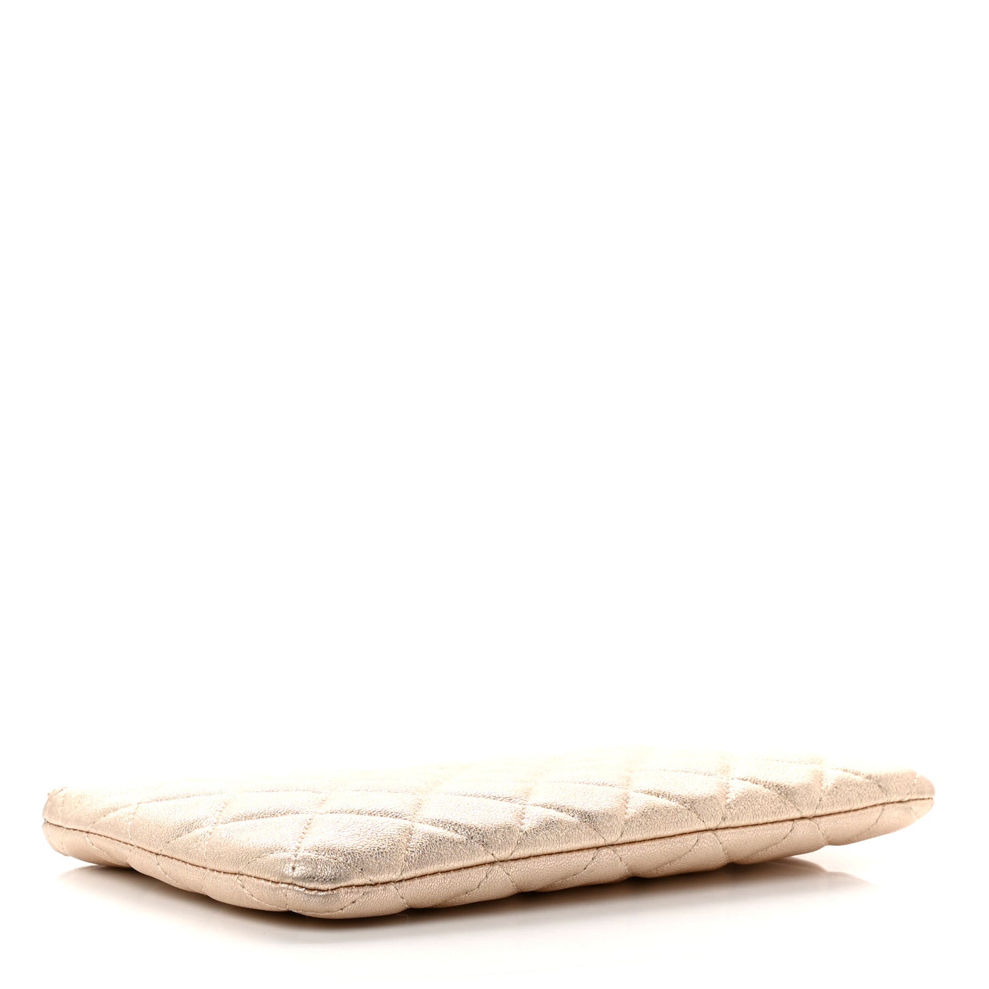 Metallic Lambskin Quilted Cosmetic Case Gold