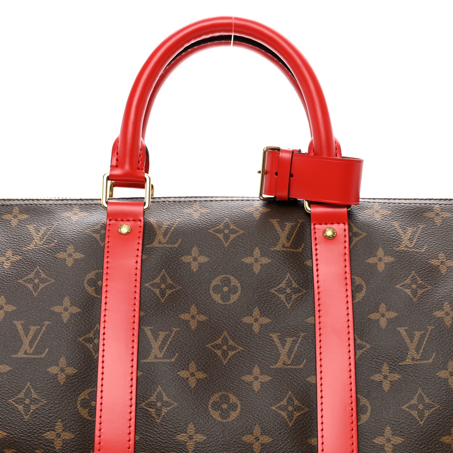 Louis Vuitton Calfskin Monogram Keepall Bandouliere 50 Coquelicot 5 of 9
