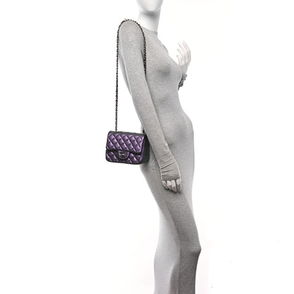 Chanel Iridescent Lambskin Quilted Mini Square Flap Dark Purple 2 of 11