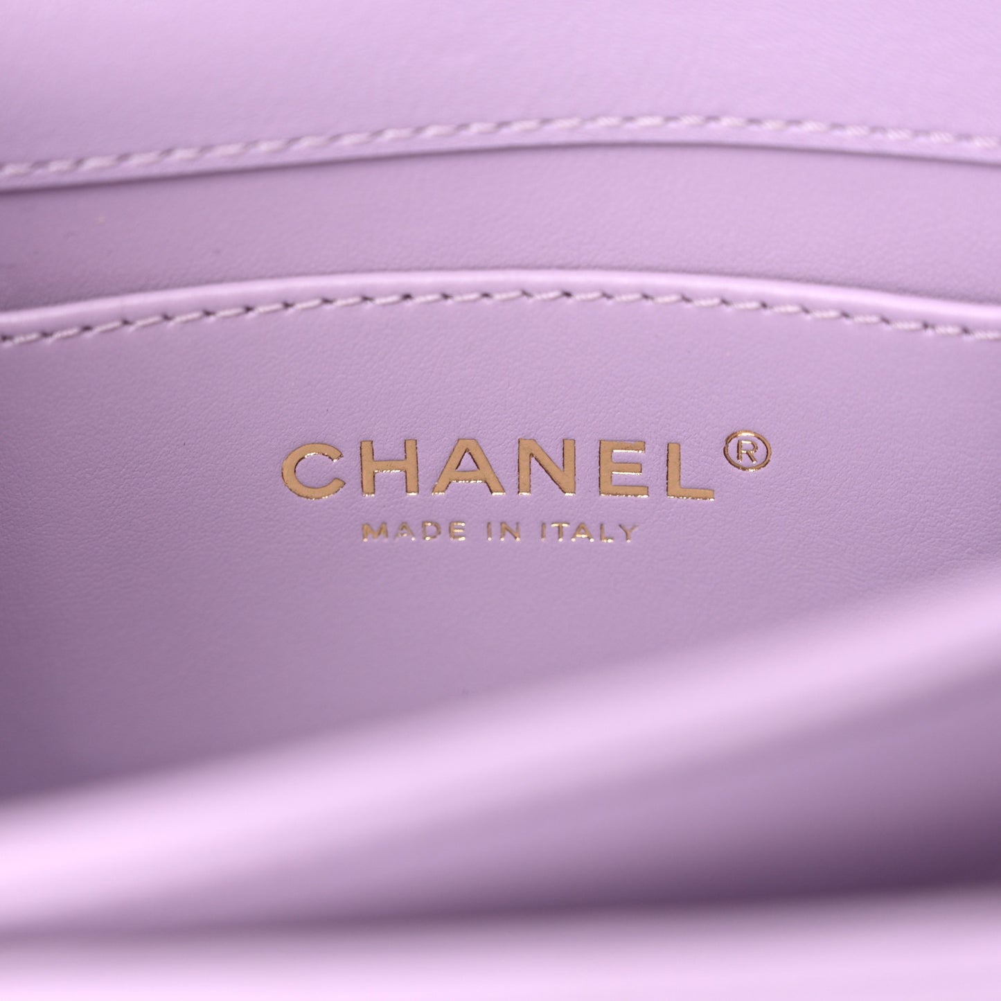 Shiny Calfskin Quilted Mini Metal Top Handle Flap Purple