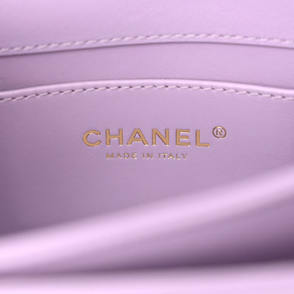 Chanel Shiny Calfskin Quilted Mini Metal Top Handle Flap Purple 6 of 13