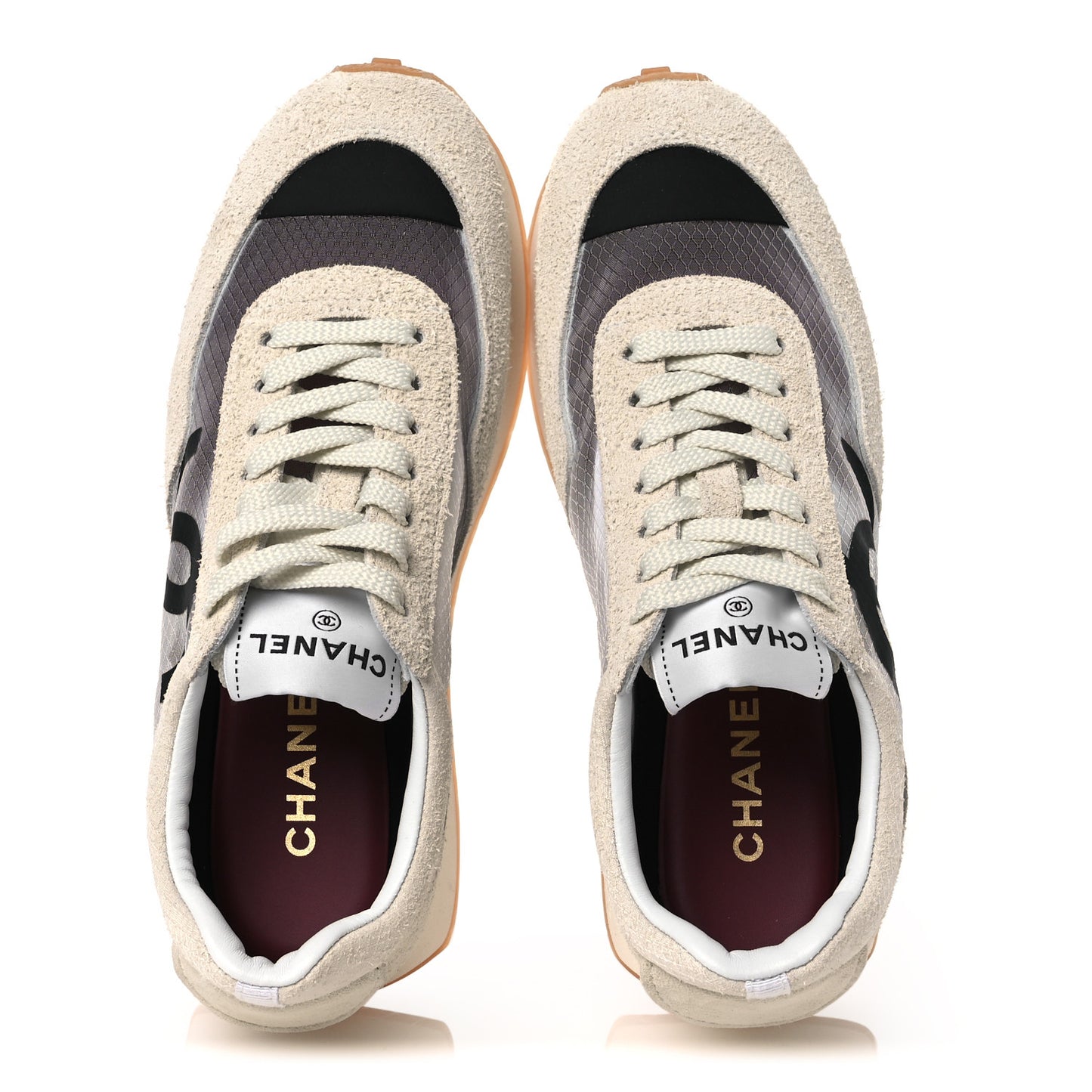 Suede Mesh Womens CC Sneakers 37.5 White Black