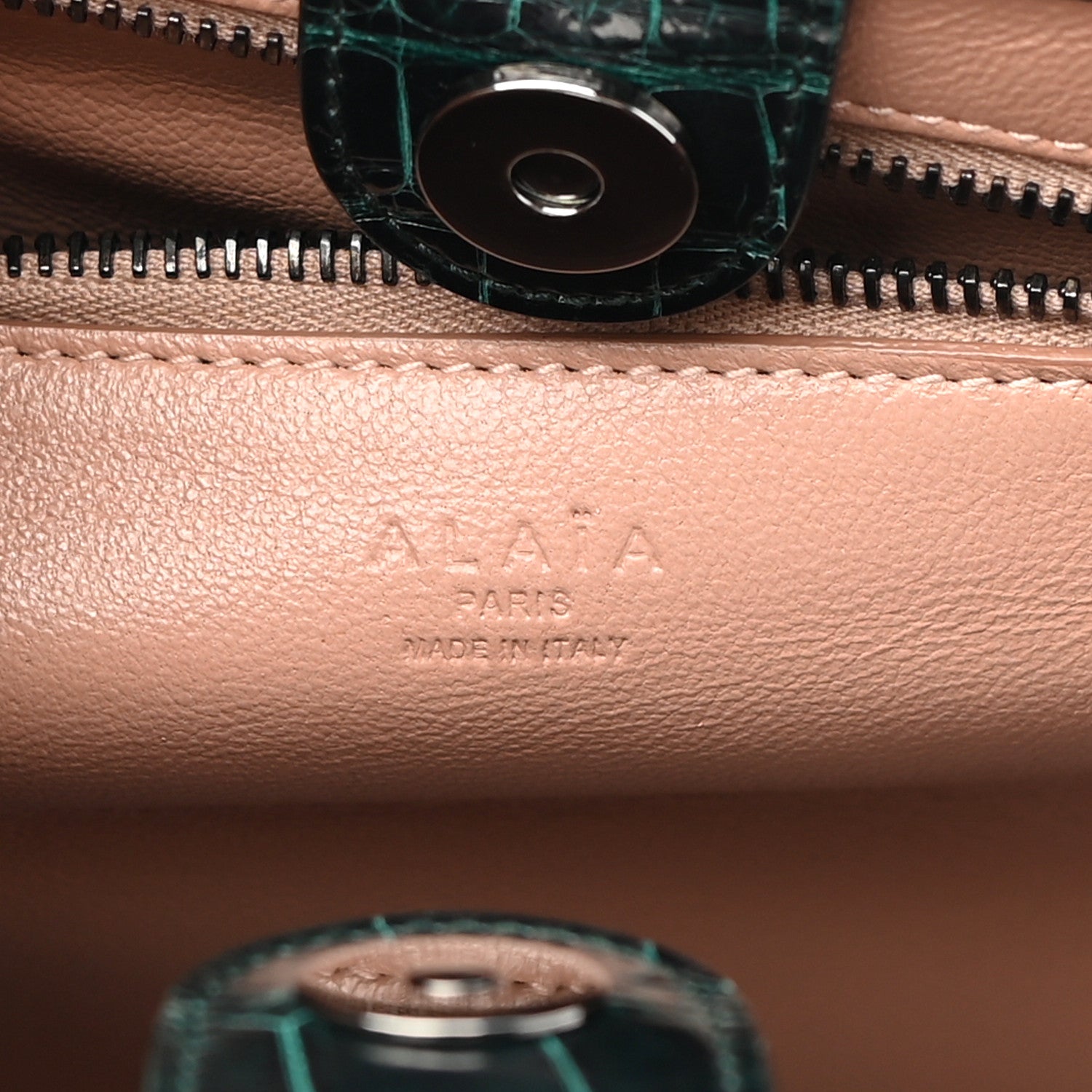 Alaia Crocodile Structure Tote Bag Emerald City 8 of 11