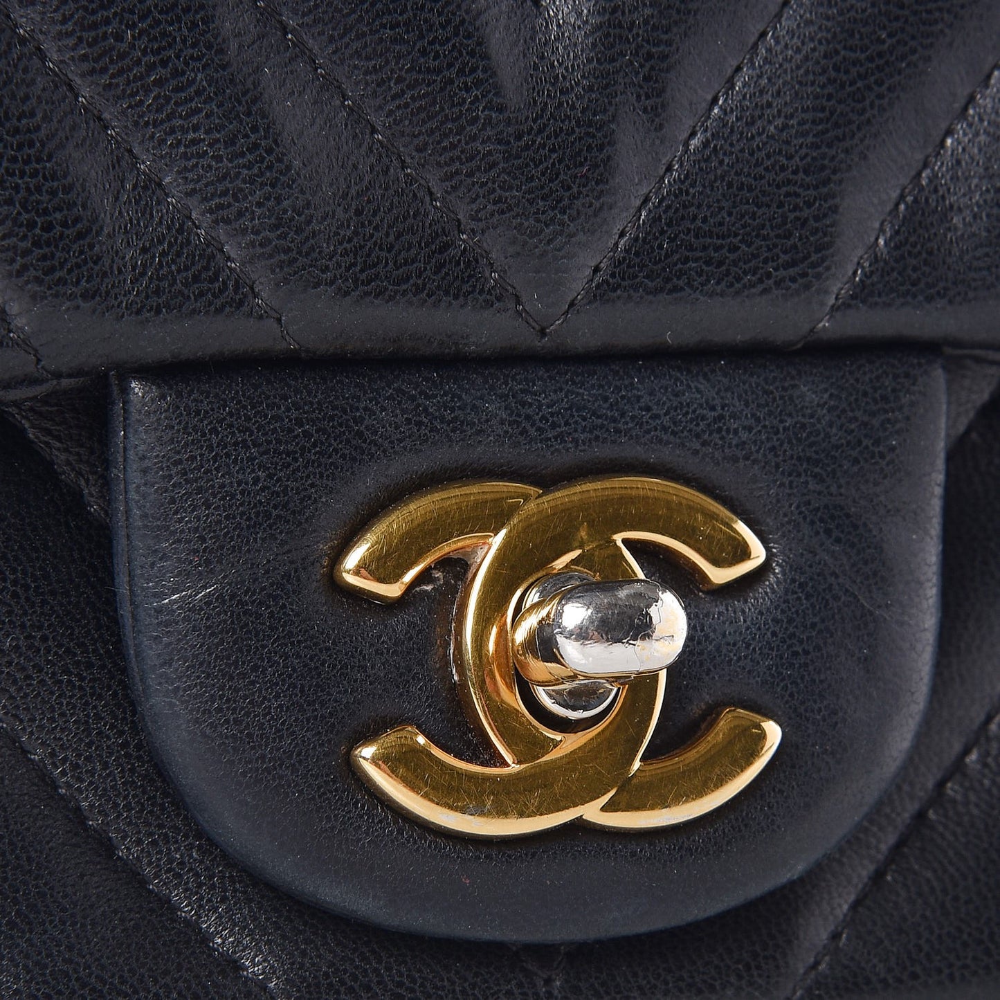 Lambskin Chevron Quilted Mini Square Flap Black