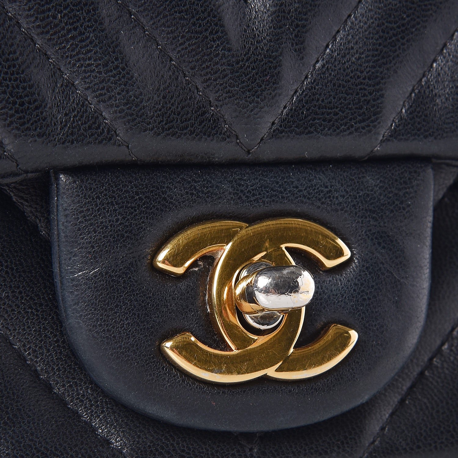 Chanel Lambskin Chevron Quilted Mini Square Flap Black 13 of 15