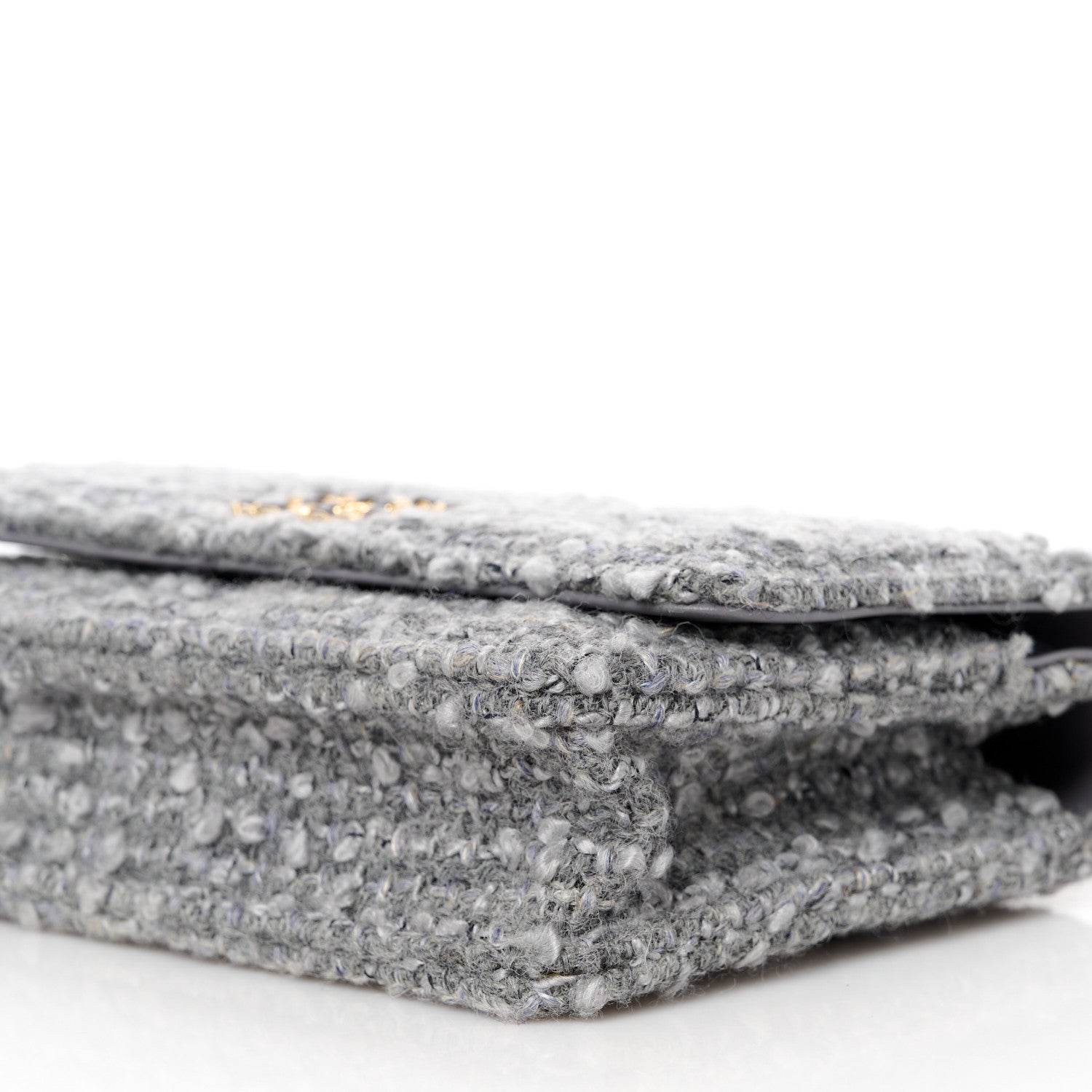 Chanel Wool Tweed Lambskin Quilted Chanel 19 Wallet On Chain WOC Grey 11 of 12