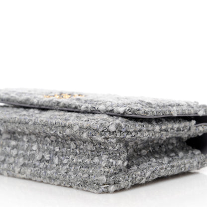 Chanel Wool Tweed Lambskin Quilted Chanel 19 Wallet On Chain WOC Grey 11 of 12