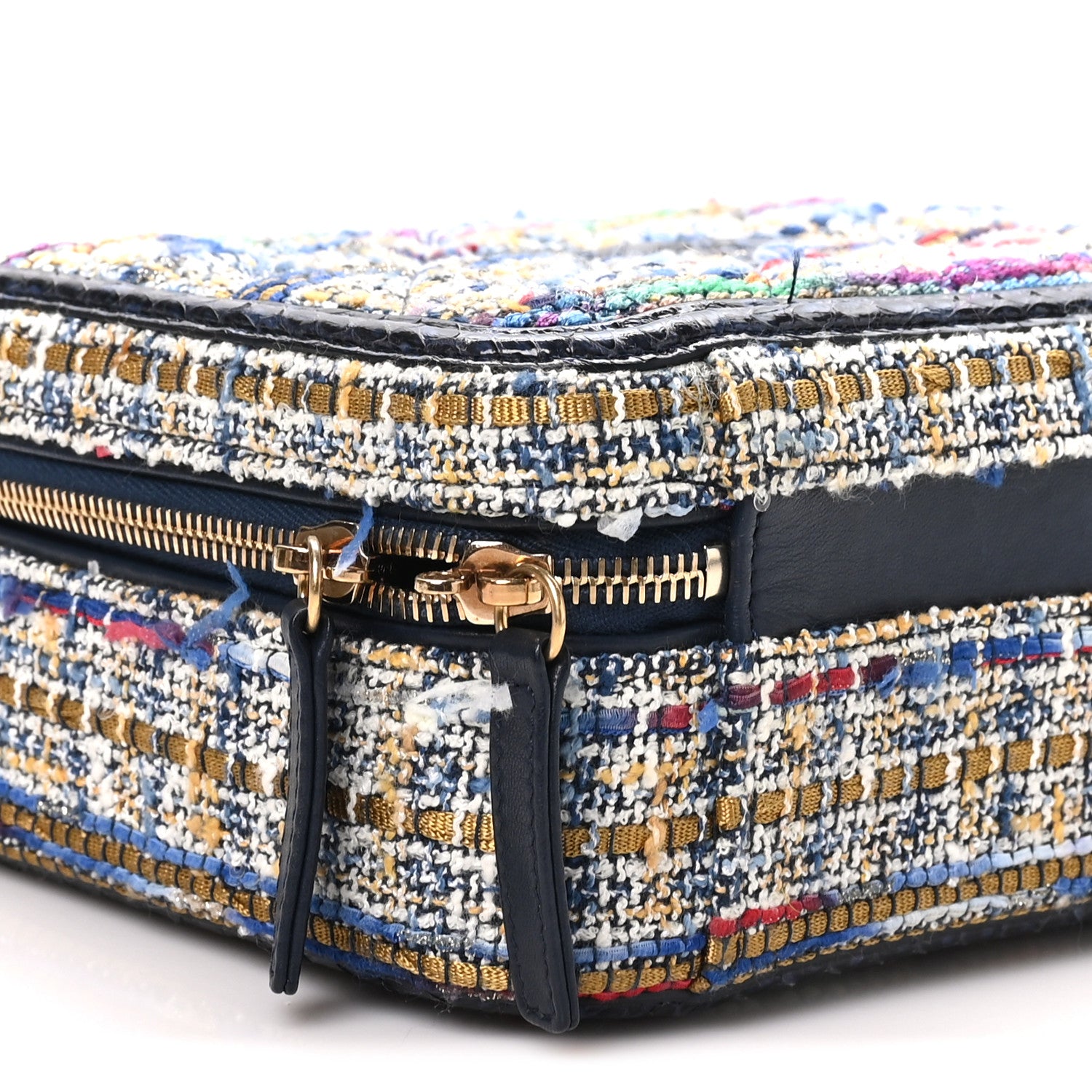 Chanel Tweed Snakeskin Quilted Medium CC Filigree Vanity Case Multicolor 9 of 10