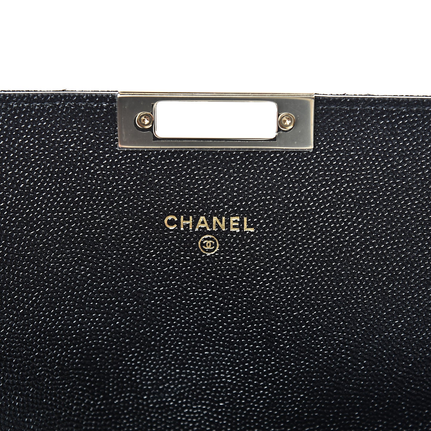Caviar Quilted Medium Golden Class Pouch Black