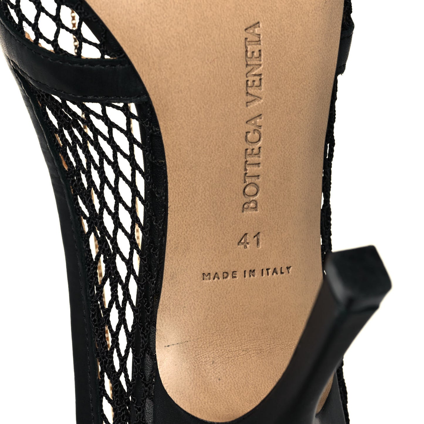 Mesh Calfskin Chain Stretch Pumps 41 Black