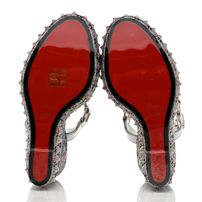 Christian Louboutin Paillette Pira Ryad 110 Wedge Sandals 37 Silver 5 of 8