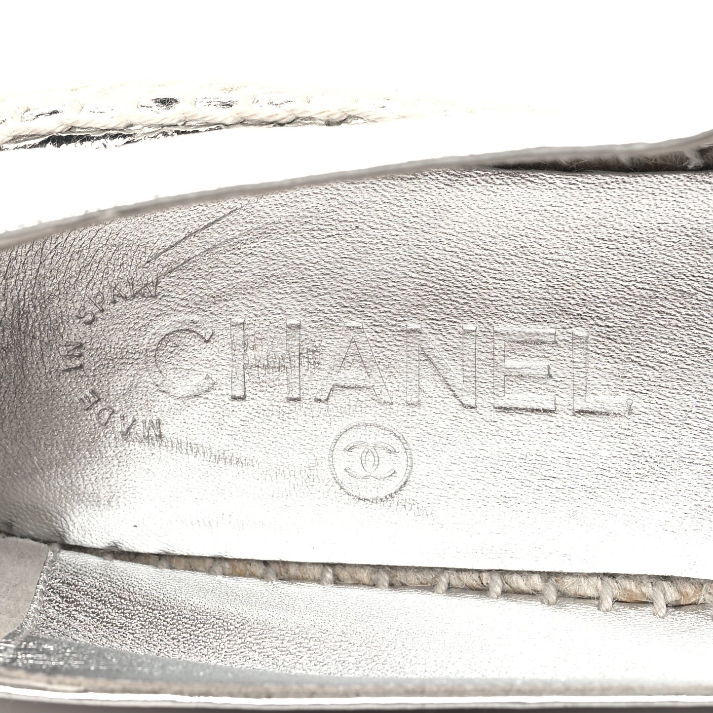 Laminated Goatskin CC Espadrilles 37 Silver