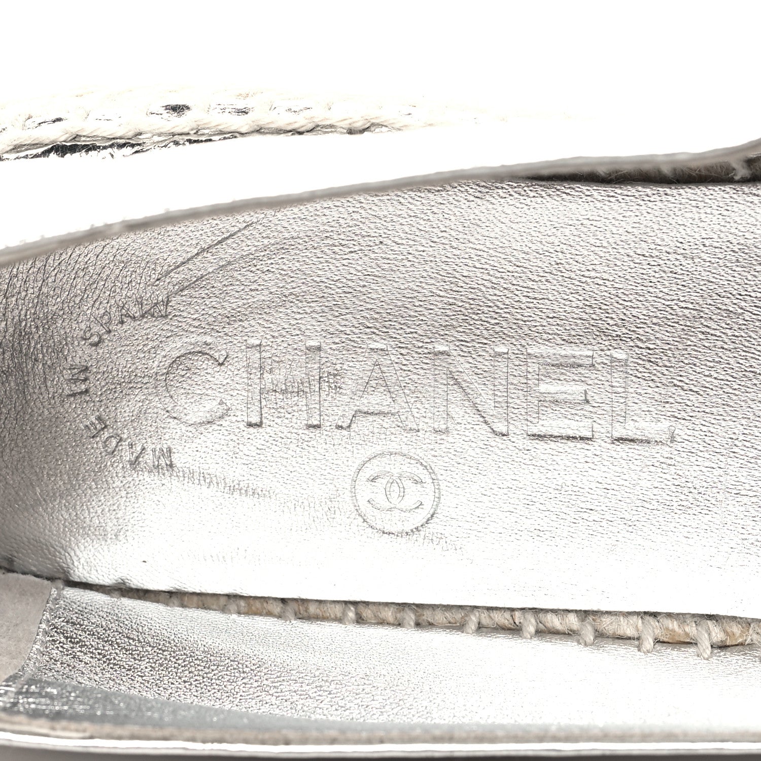 Chanel Laminated Goatskin CC Espadrilles 37 Silver 9 of 9