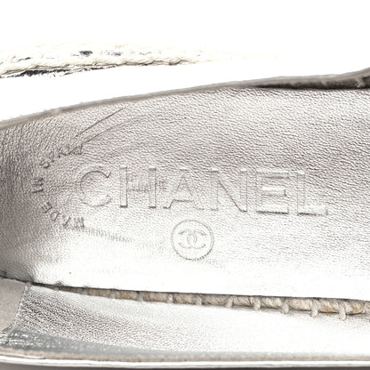 Chanel Laminated Goatskin CC Espadrilles 37 Silver 9 of 9