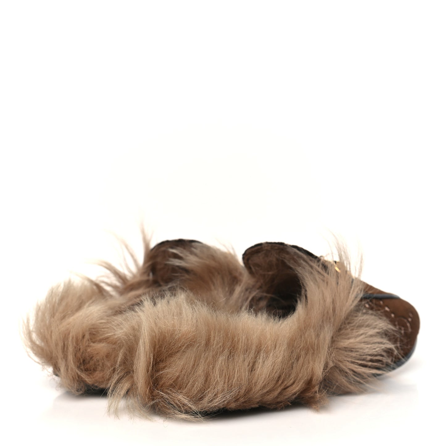 Velvet GG Monogram Fur Womens Princetown Slippers 36 Brown Black Natural