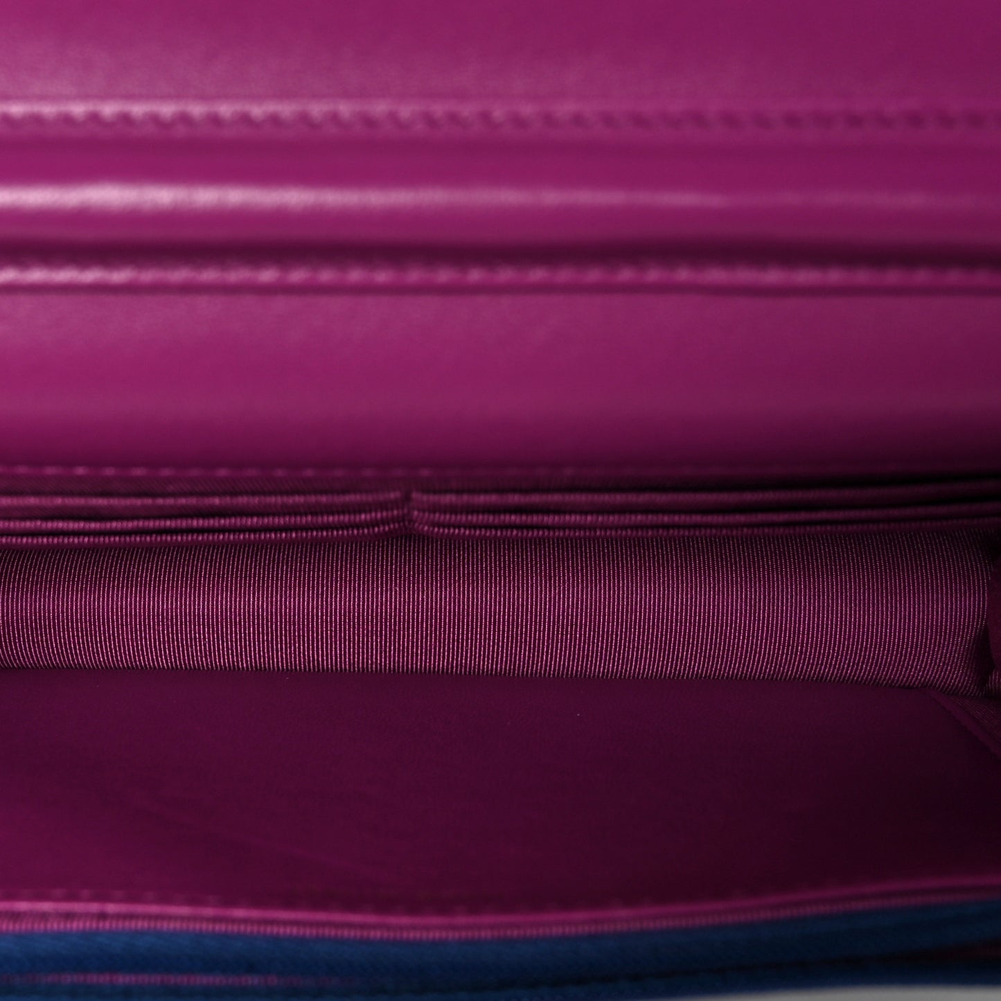 Lambskin Quilted Wallet On Chain WOC Dark Blue Pink