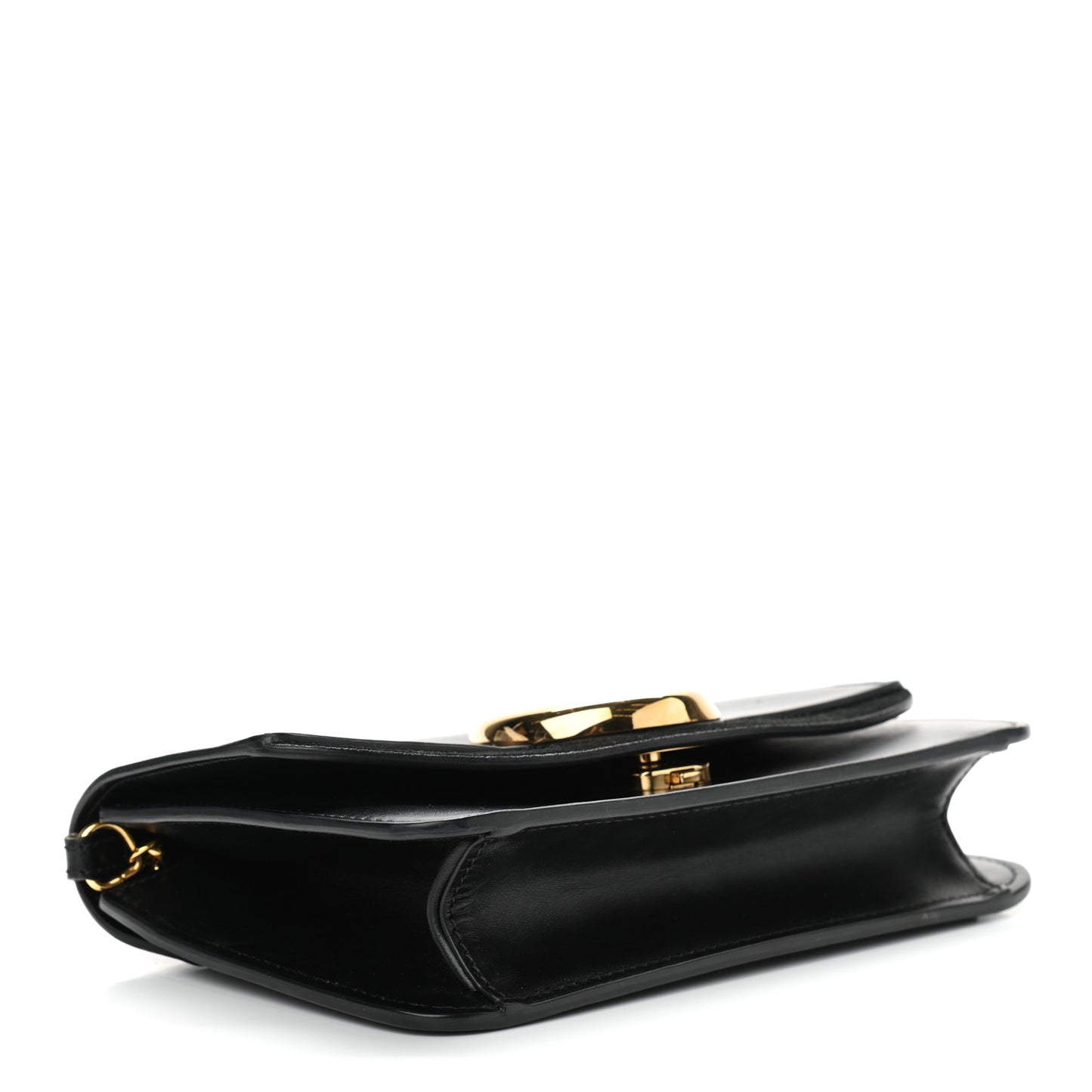 Calfskin Suede C Clutch With Chain Black