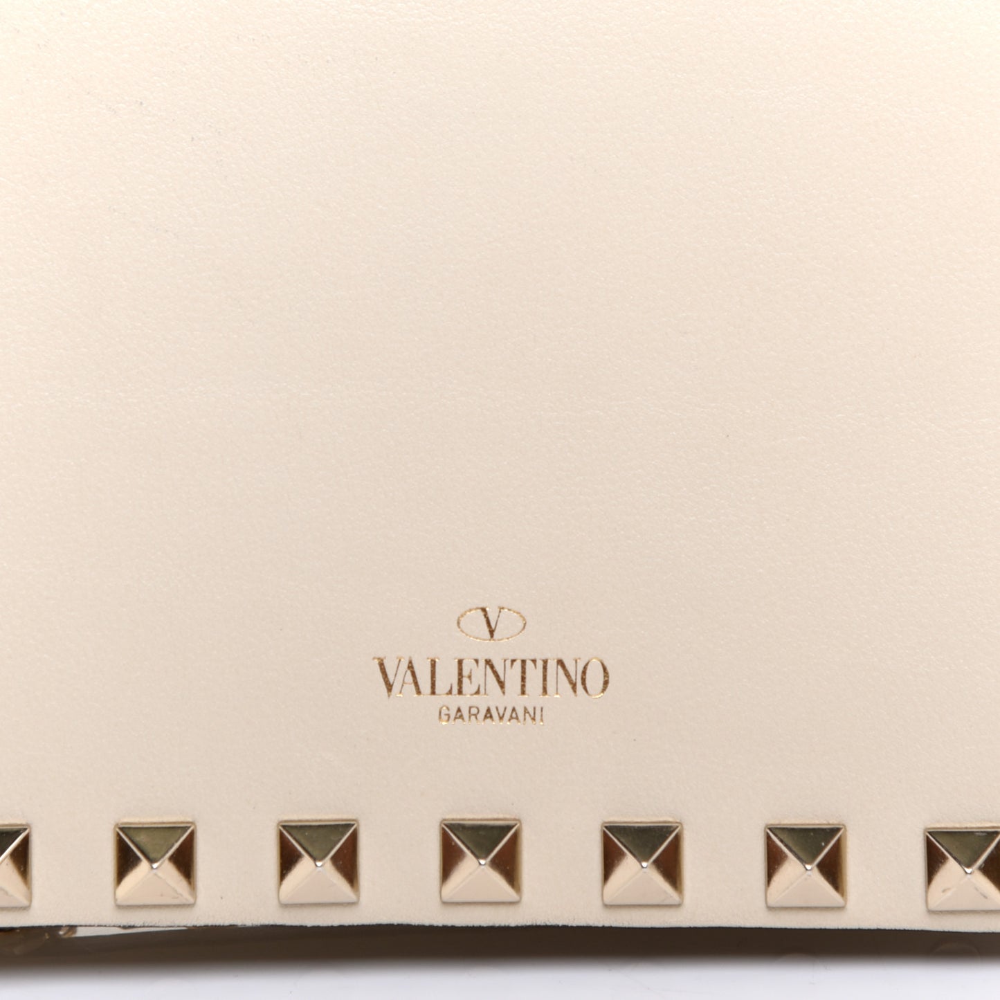 Vitello Mini Rockstud Flap Wallet on Chain Ivory