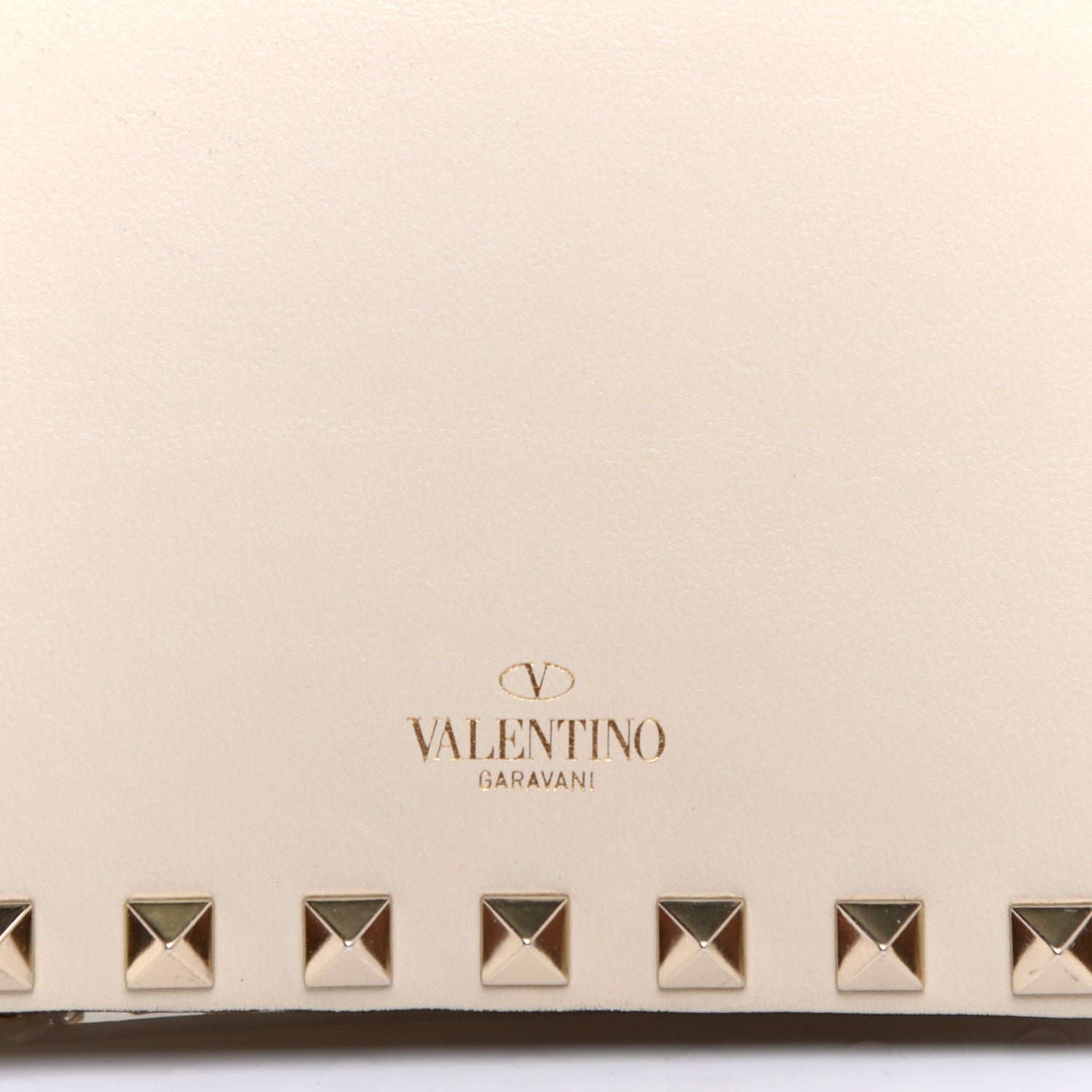 Valentino Garavani Vitello Mini Rockstud Flap Wallet on Chain Ivory 10 of 12