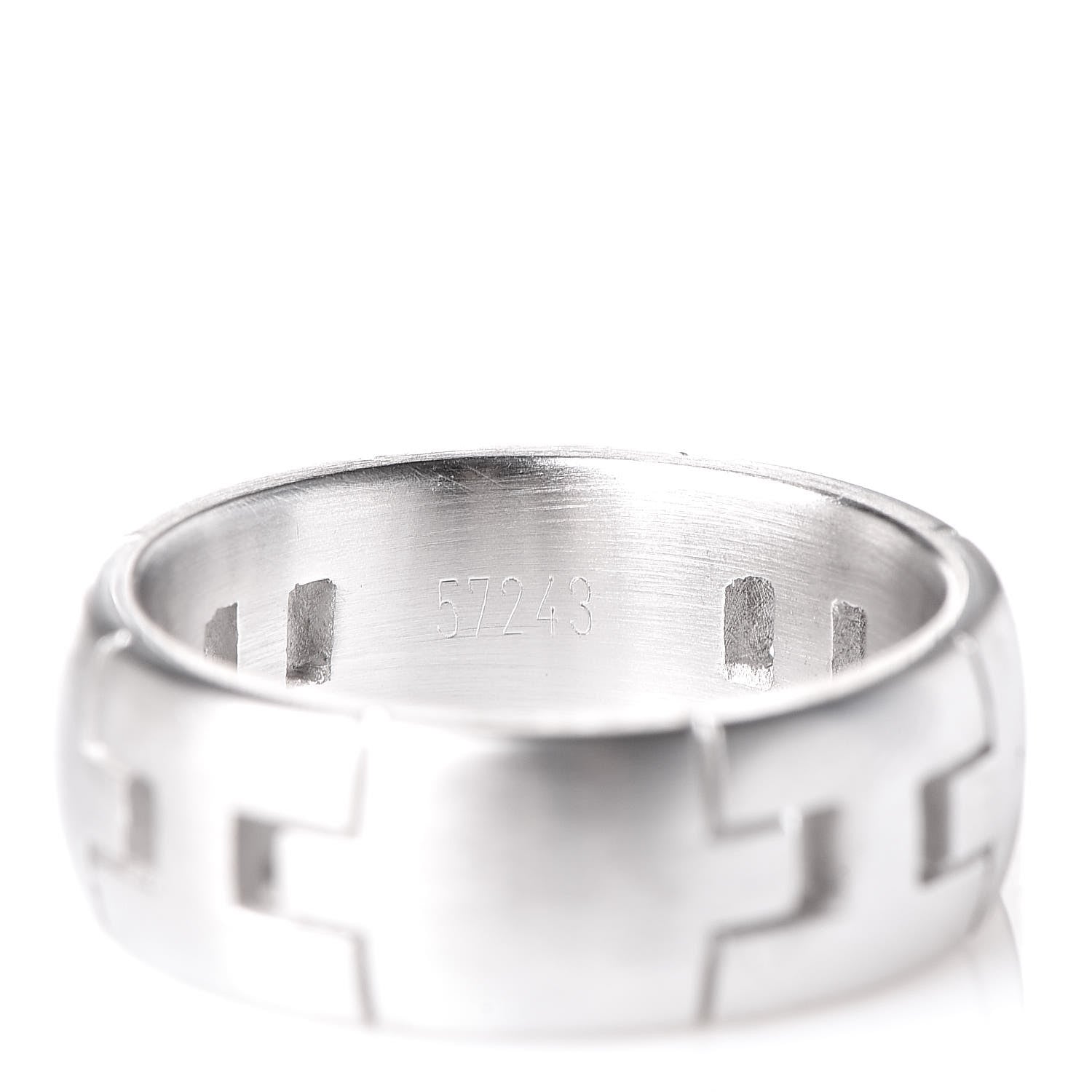 Hermes 18K White Gold Hercules H Band Ring 49 4.75 5 of 5