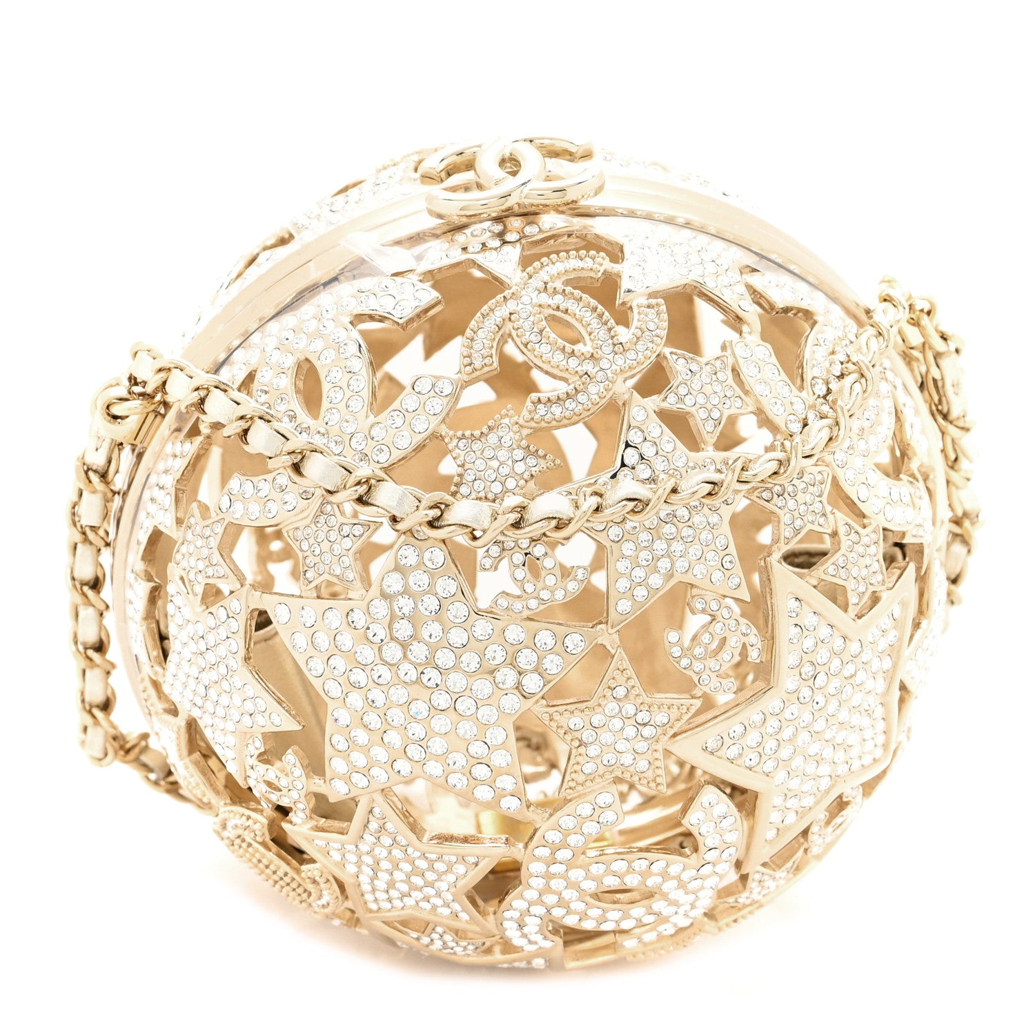 Chanel Metal Strass Crystal Sphere Minaudiere Clutch Gold 1 of 12