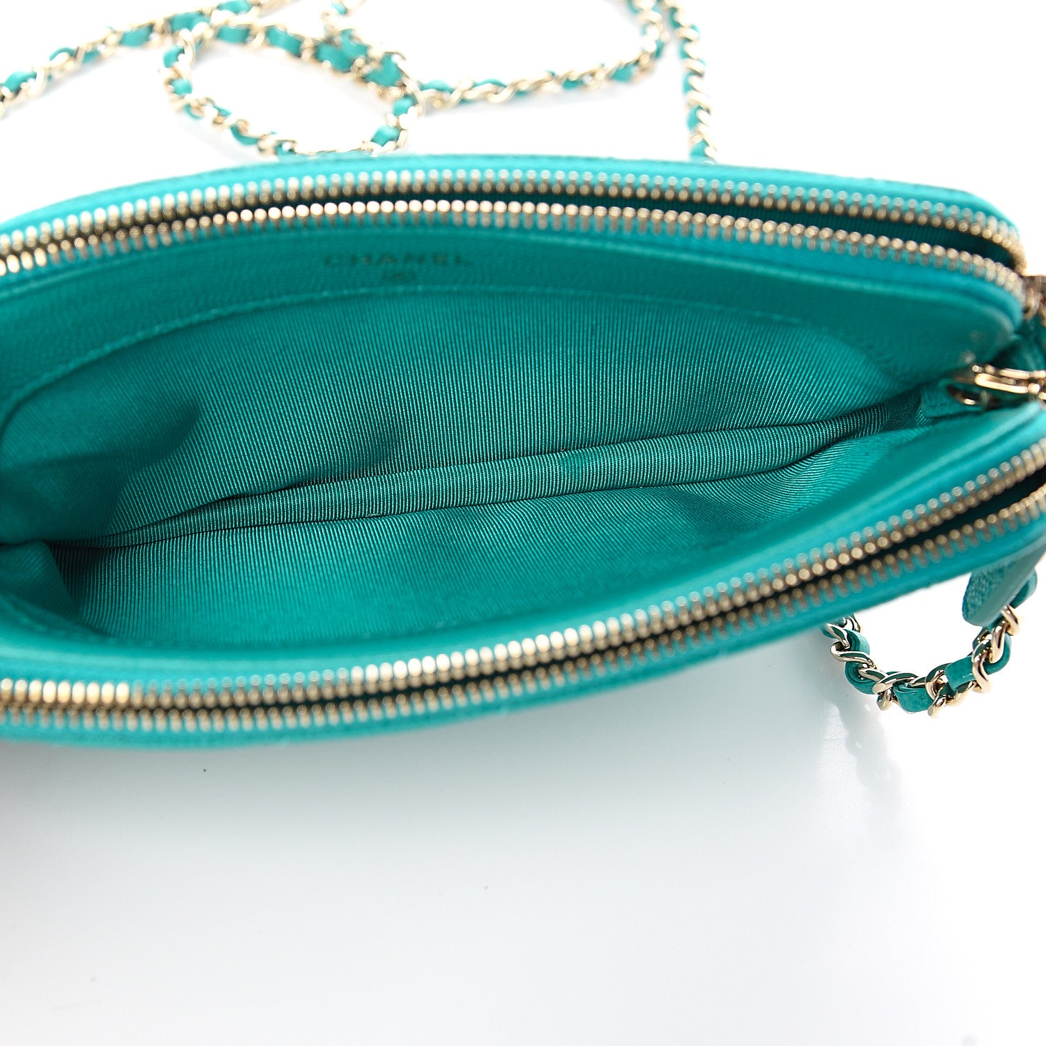 Chanel Caviar Quilted Small Clutch With Chain Turquoise 5 of 12
