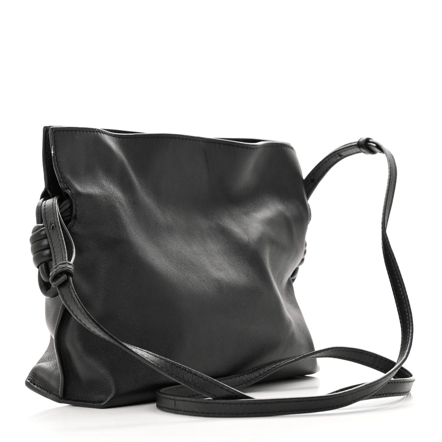 Calfskin Mini Flamenco Knot Clutch Black