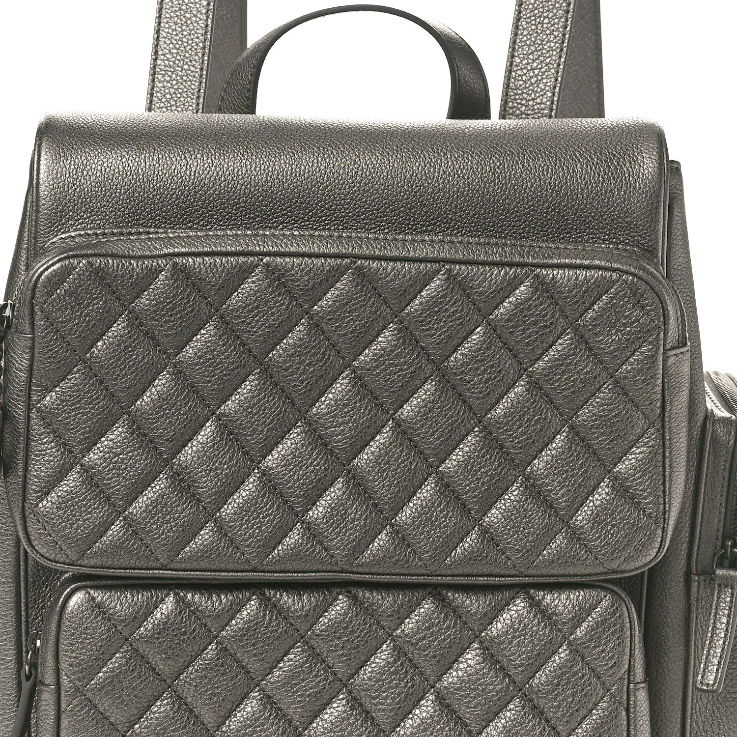 Chanel Metallic Grained Calfskin Quilted Large Casual Rock Backpack Charcoal 8 of 10