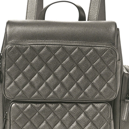 Chanel Metallic Grained Calfskin Quilted Large Casual Rock Backpack Charcoal 8 of 10