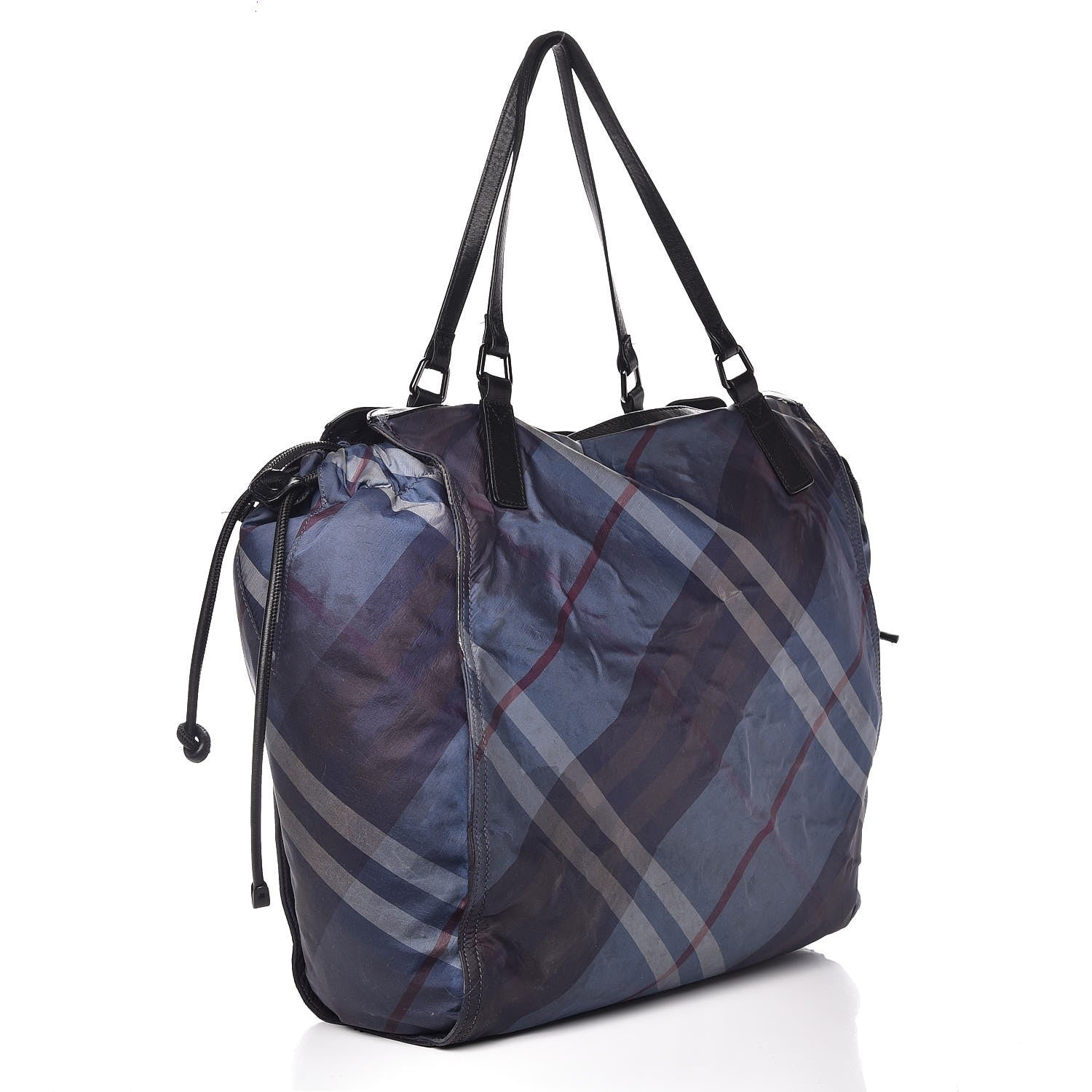 Burberry Nylon Nova Check Buckleigh Packable Tote Navy Blue 3 of 23