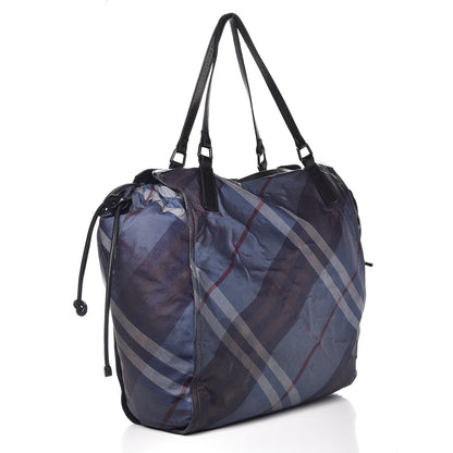 Burberry Nylon Nova Check Buckleigh Packable Tote Navy Blue 3 of 23