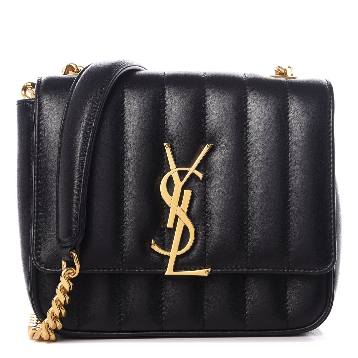Saint Laurent Lambskin Matelasse Monogram Small Vicky Chain Bag Black 1 of 8