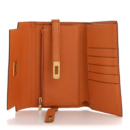 Hermes Chevre Mysore Medium Kelly Wallet Orange 5 of 12