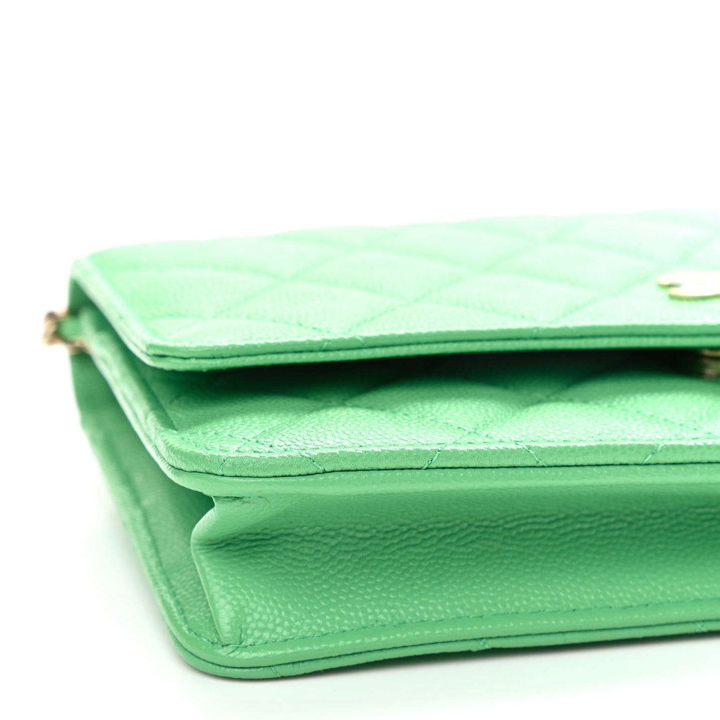 Caviar Quilted Wallet On Chain WOC Light Green